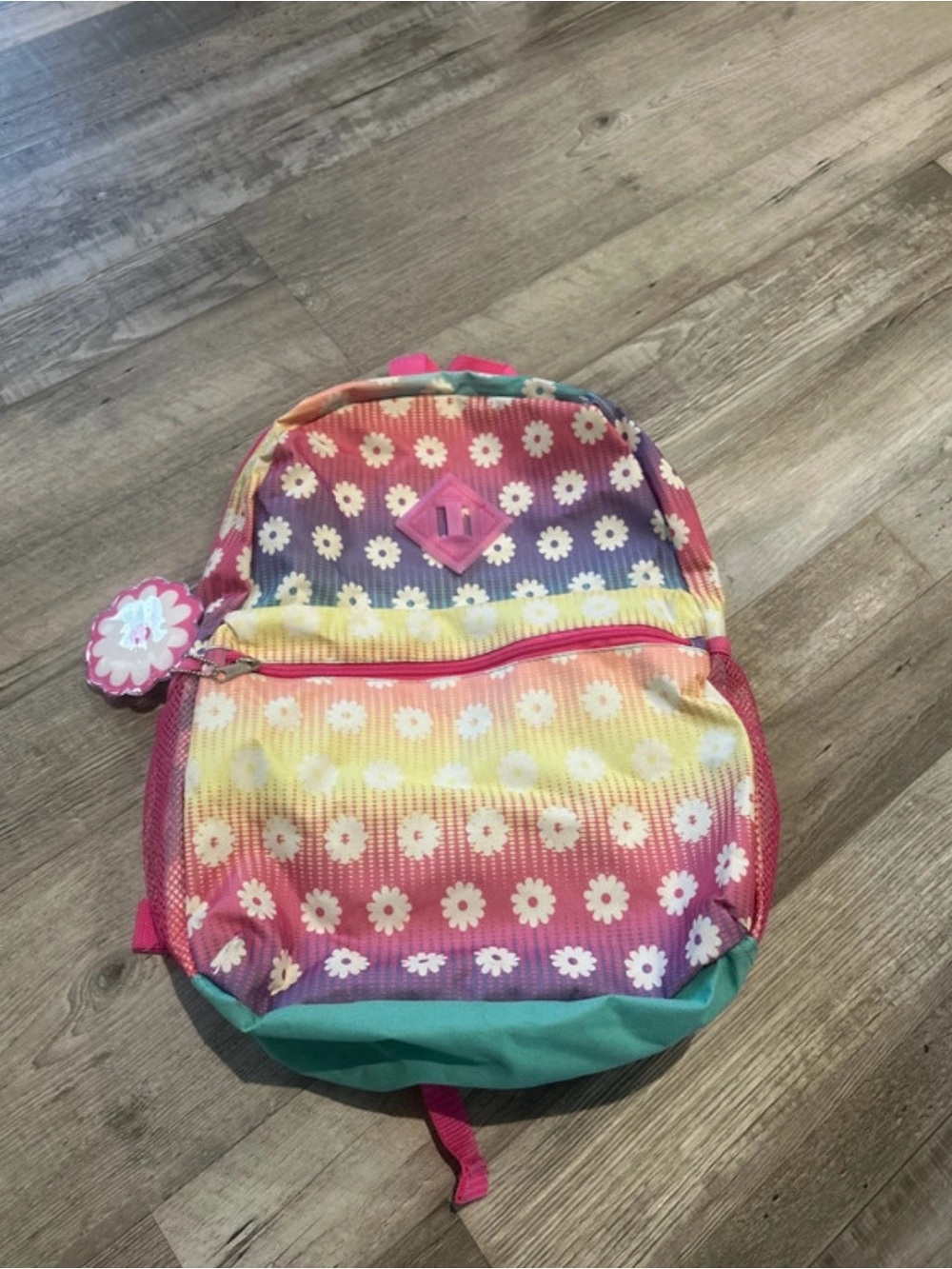 Kids Rainbow Daisy Backpack - Pink, Yellow, Purple